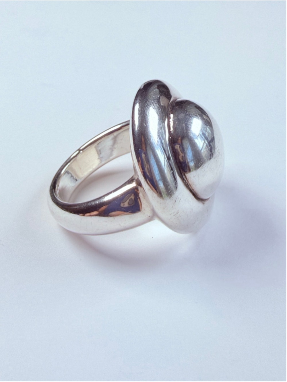 Modernist Saucer Disk Bullseye 925 Sterling Silver Jensen Vintage Ring - Picture 6 of 11